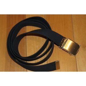 Webbed Belt Silver Tone Buckle Navy Blue Unisex Mens Womens Length 62 inches XXL